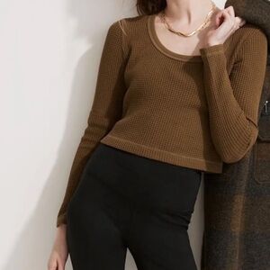 Madewell MWL Long Sleeve Cropped Waffle Knit Top